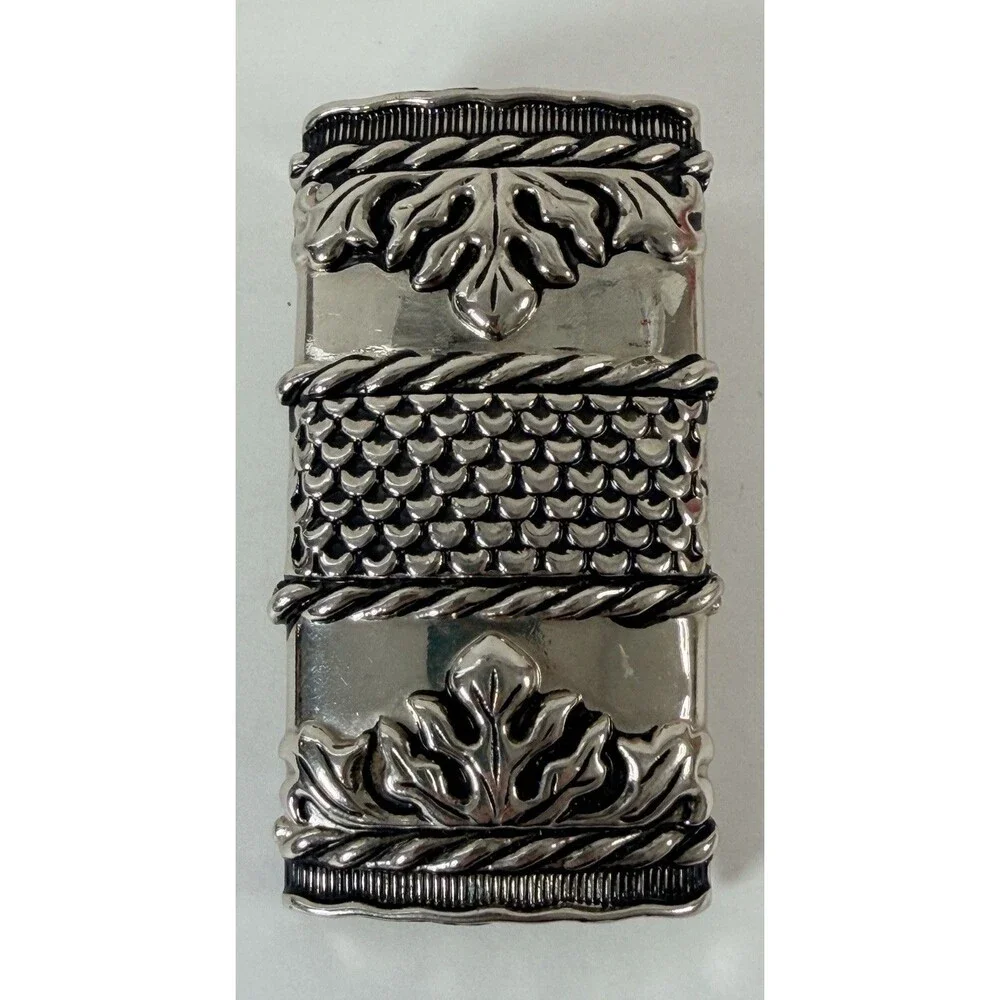 Vintage Western Cowboy Cowgirl Floral Leaf Silver Tone Belt Buckle Boho USA Made
